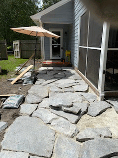 Flagstone walkway in progress