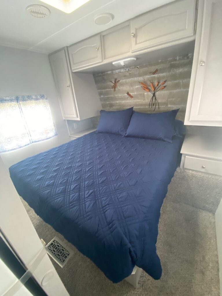 Finished camper bedroom