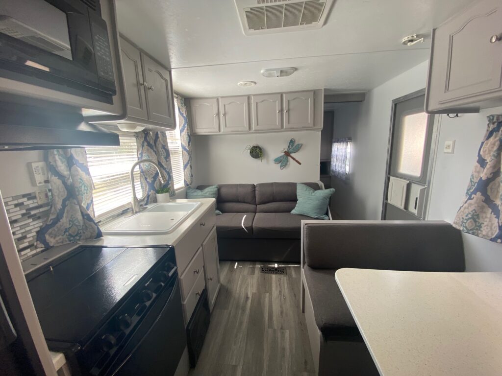 Finished camper living area